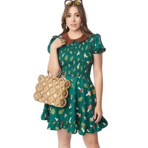SMAK PARLOUR Green mushroom print dress | Cottagecore retro | Small